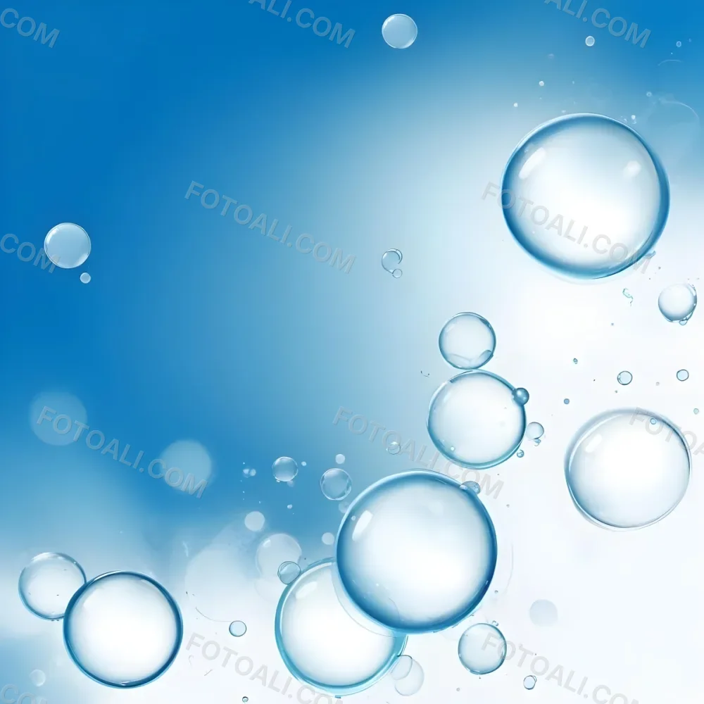 Digital Painting Bubbles Of Different Sizes Floating In The Air Some Of Them Are Grouped Together Light Blue Background With Some Blue Spots Bold And Slim Lines Brush Strokes 35 0034