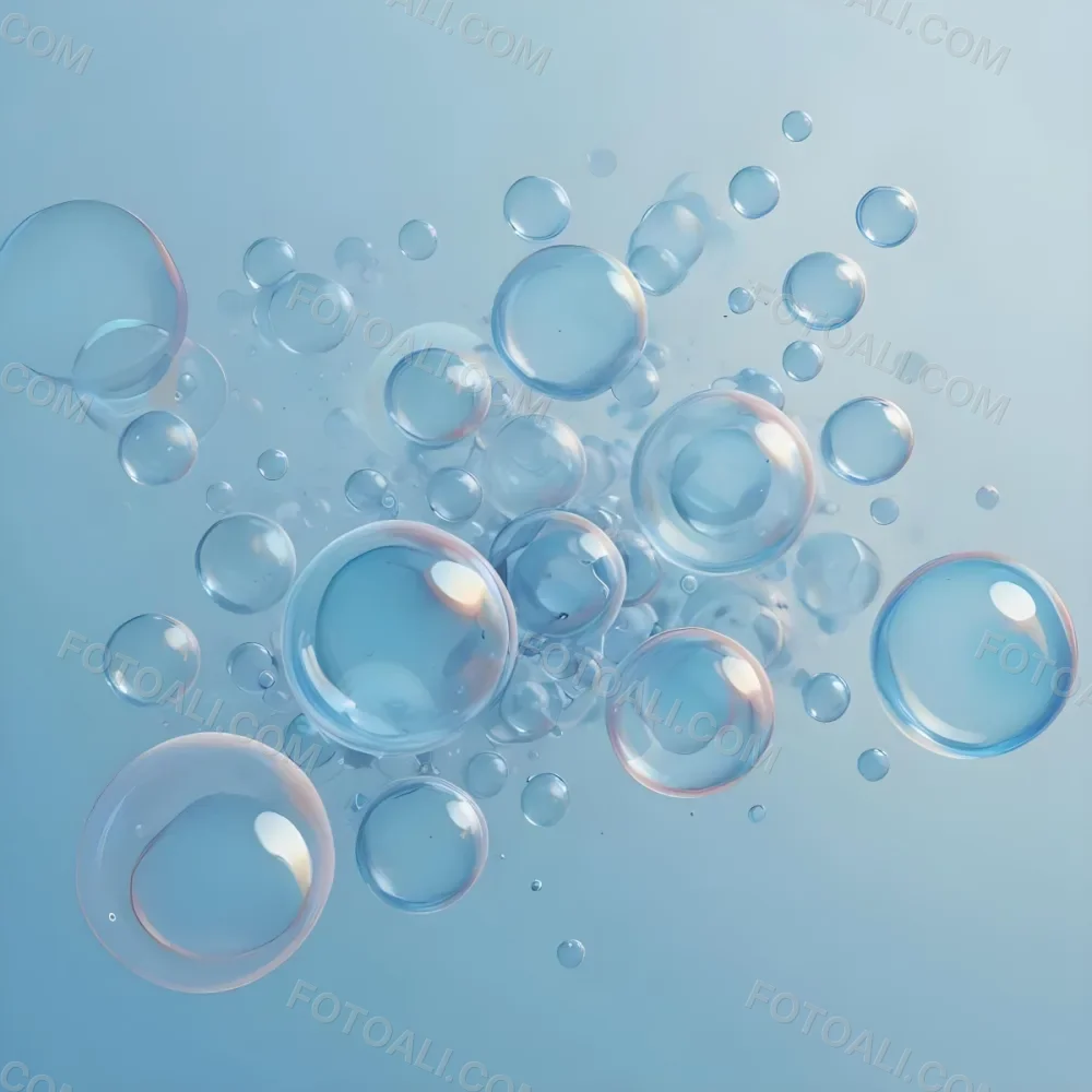 Digital Painting Bubbles Of Different Sizes Floating In The Air Some Of Them Are Grouped Together Light Blue Background With Some Blue Spots Bold And Slim Lines Brush Strokes 43 Dcdc