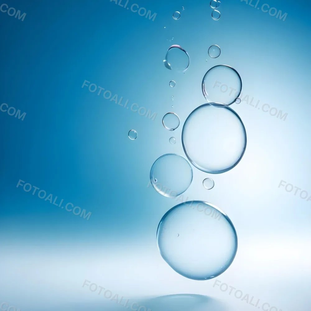 Digital Painting Bubbles Of Different Sizes Floating In The Air Some Of Them Are Grouped Together Light Blue Background With Some Blue Spots Bold And Slim Lines Brush Strokes 46 B339