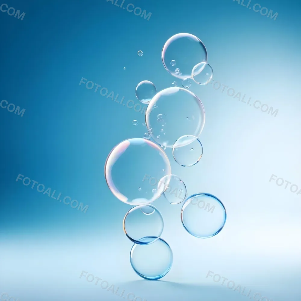 Digital Painting Bubbles Of Different Sizes Floating In The Air Some Of Them Are Grouped Together Light Blue Background With Some Blue Spots Bold And Slim Lines Brush Strokes 50 4fa8
