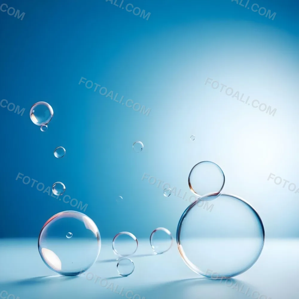 Digital Painting Bubbles Of Different Sizes Floating In The Air Some Of Them Are Grouped Together Light Blue Background With Some Blue Spots Bold And Slim Lines Brush Strokes 53 B147