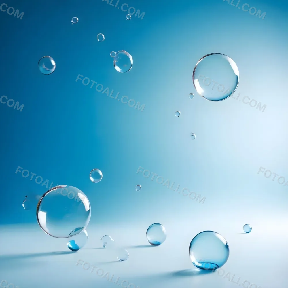 Digital Painting Bubbles Of Different Sizes Floating In The Air Some Of Them Are Grouped Together Light Blue Background With Some Blue Spots Bold And Slim Lines Brush Strokes 54 Bbb7