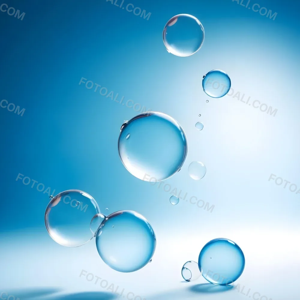 Digital Painting Bubbles Of Different Sizes Floating In The Air Some Of Them Are Grouped Together Light Blue Background With Some Blue Spots Bold And Slim Lines Brush Strokes 55 E34b
