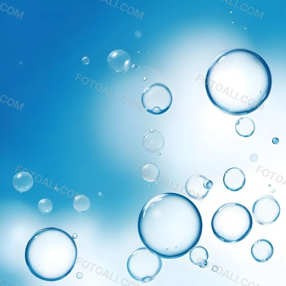 Digital Painting Bubbles Of Different Sizes Floating In The Air Some Of Them Are Grouped Together Light Blue Background With Some Blue Spots Bold And Slim Lines Brush Strokes 9 F5a3
