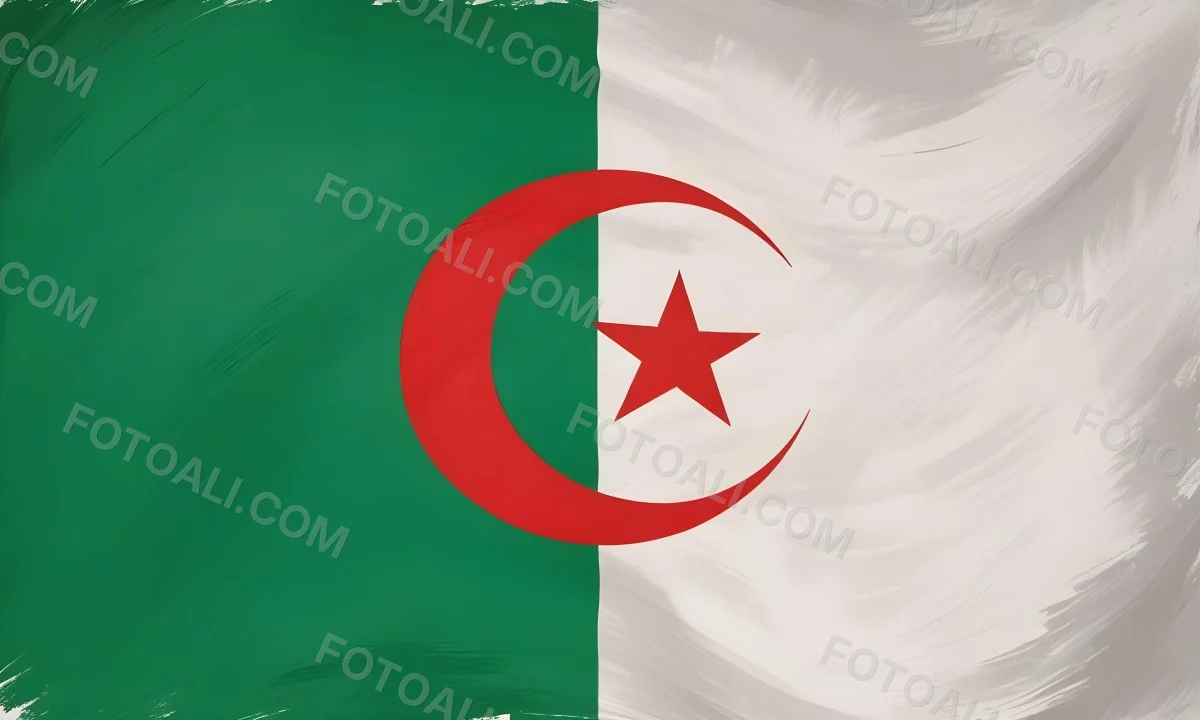 Digital Painting Flag Of Algeria Bold And Slim Lines Brush Strokes 9 99ae