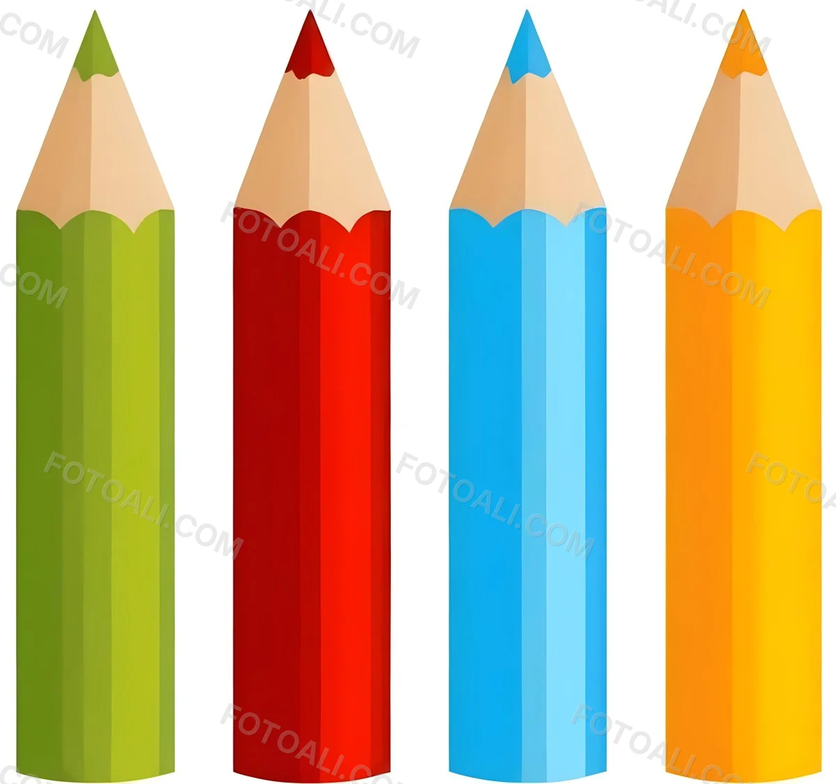 Digital Painting Four Colored Pencils White Red Blue And Orange Arranged Side By Side Simple White Background Clean Vector Graphics Vibrant Colors Educational Material Art Supplies Bold And Slim Lines B 13 14b3