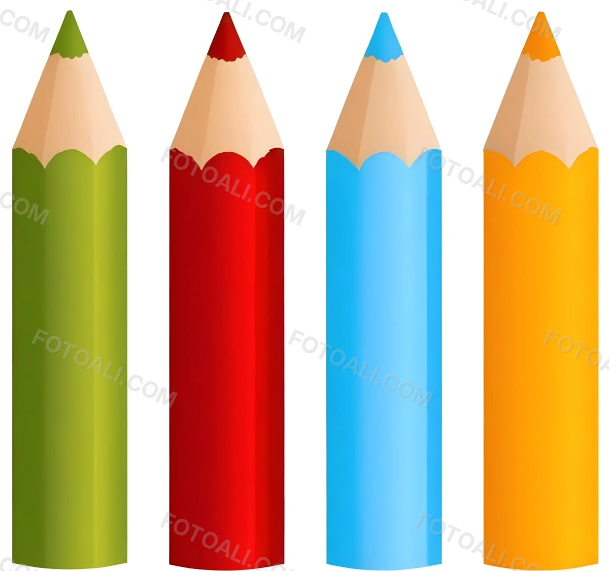 Digital Painting Four Colored Pencils White Red Blue And Orange Arranged Side By Side Simple White Background Clean Vector Graphics Vibrant Colors Educational Material Art Supplies Bold And Slim Lines B 28 0f62