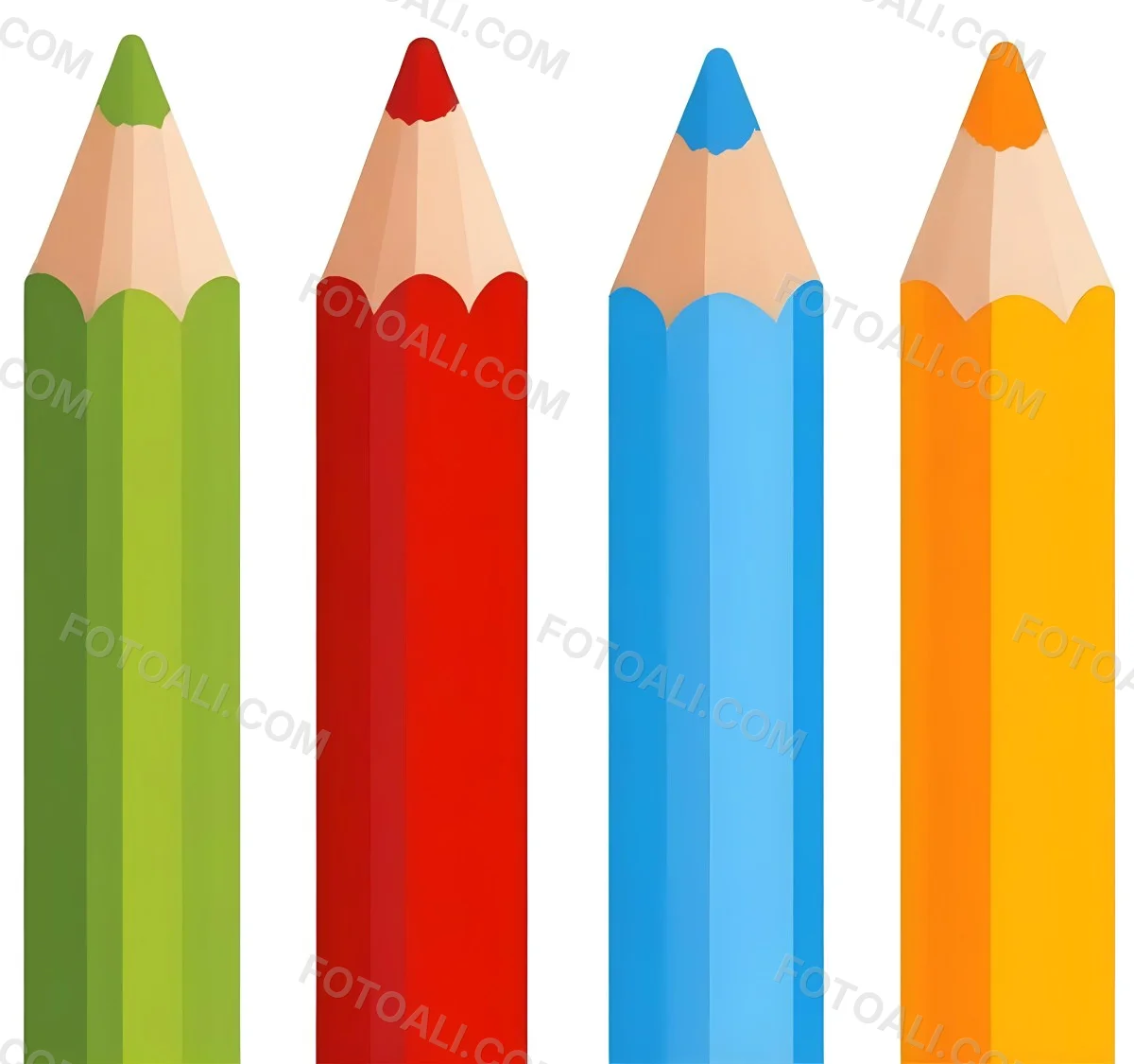 Digital Painting Four Colored Pencils White Red Blue And Orange Arranged Side By Side Simple White Background Clean Vector Graphics Vibrant Colors Educational Material Art Supplies Bold And Slim Lines B 6 4d83
