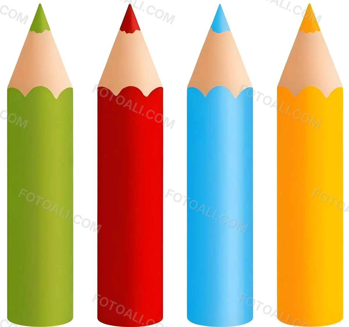 Digital Painting Four Colored Pencils White Red Blue And Orange Arranged Side By Side Simple White Background Clean Vector Graphics Vibrant Colors Educational Material Art Supplies Bold And Slim Lines B 9 Debd