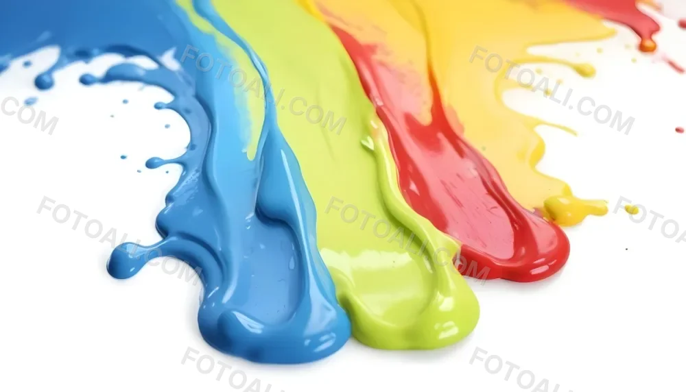 Digital Painting Four Colorful Paint Strokes Of Blue White Red And Yellow Dripping Down On A White Surface Vibrant Colors High Detail Studio Shot Bold And Slim Lines Brush Strokes 21 Da75