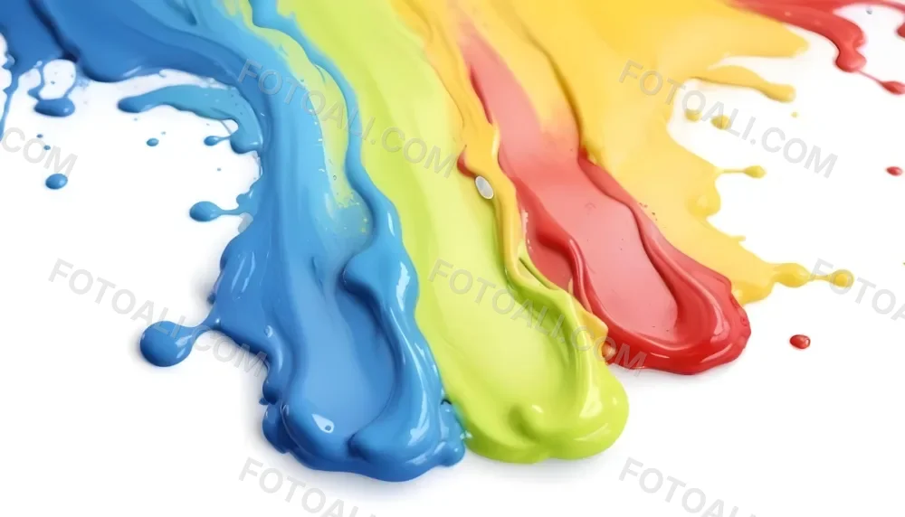 Digital Painting Four Colorful Paint Strokes Of Blue White Red And Yellow Dripping Down On A White Surface Vibrant Colors High Detail Studio Shot Bold And Slim Lines Brush Strokes 4 5d54