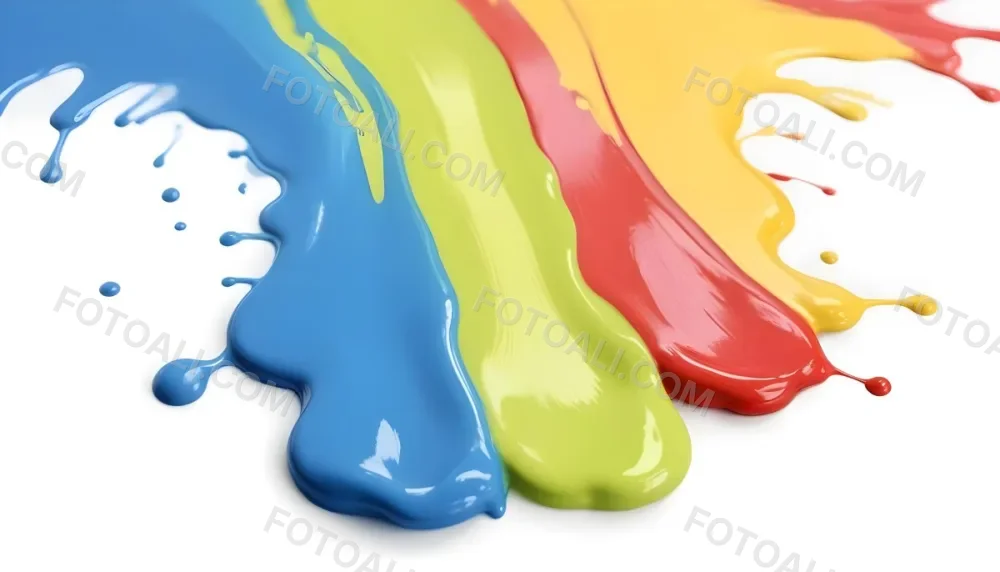 Digital Painting Four Colorful Paint Strokes Of Blue White Red And Yellow Dripping Down On A White Surface Vibrant Colors High Detail Studio Shot Bold And Slim Lines Brush Strokes 46 Fab5