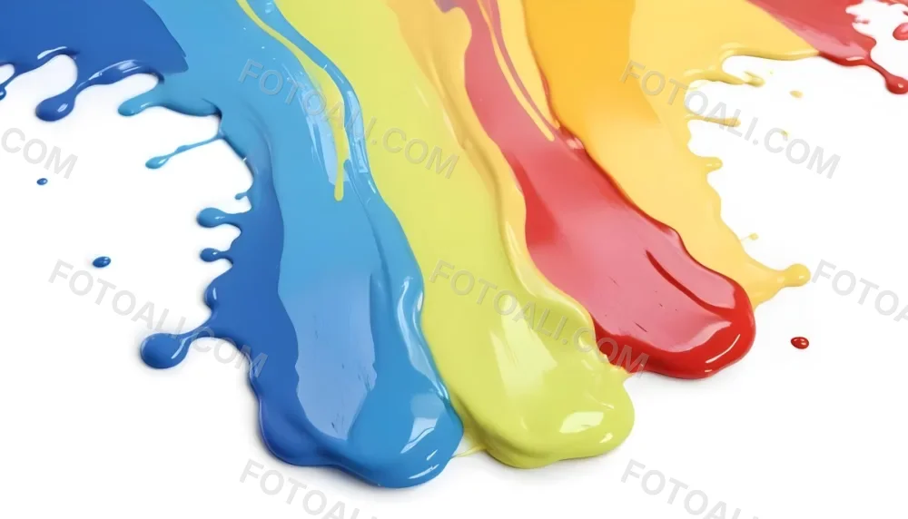 Digital Painting Four Colorful Paint Strokes Of Blue White Red And Yellow Dripping Down On A White Surface Vibrant Colors High Detail Studio Shot Bold And Slim Lines Brush Strokes 48 0a96