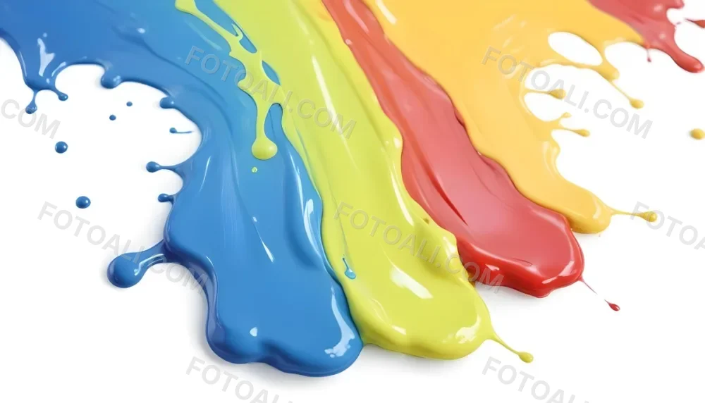 Digital Painting Four Colorful Paint Strokes Of Blue White Red And Yellow Dripping Down On A White Surface Vibrant Colors High Detail Studio Shot Bold And Slim Lines Brush Strokes 5 34e8