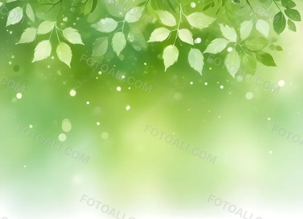 Digital Painting Green Bokeh Background With Leaves And Sparkles Light Green Gradient Abstract Spring Illustration Fresh And Vibrant Nature Inspired Design Soft And Dreamy Bold And Slim Lines Brush Strokes 17 352e