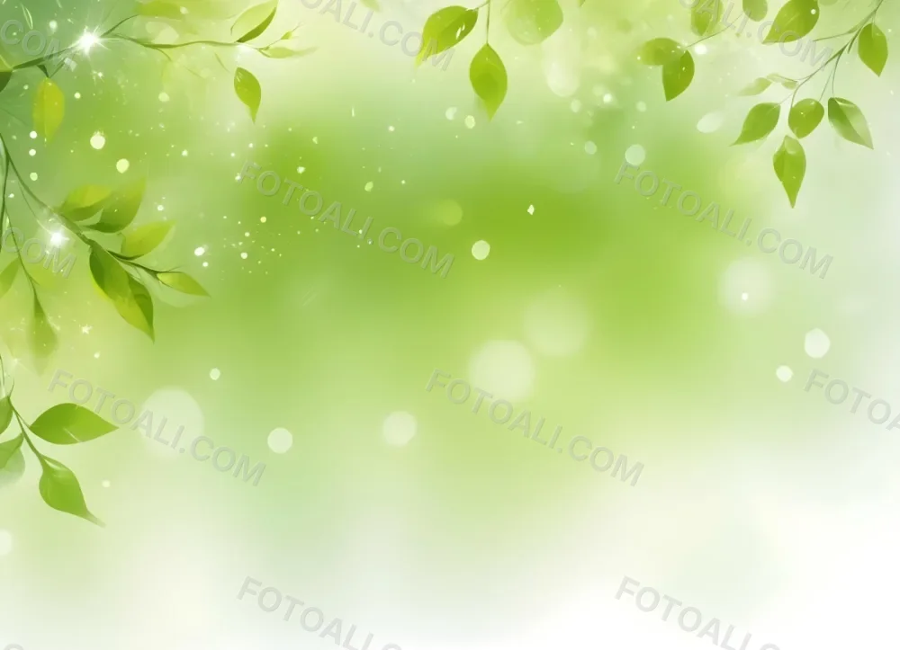 Digital Painting Green Bokeh Background With Leaves And Sparkles Light Green Gradient Abstract Spring Illustration Fresh And Vibrant Nature Inspired Design Soft And Dreamy Bold And Slim Lines Brush Strokes 26 0885