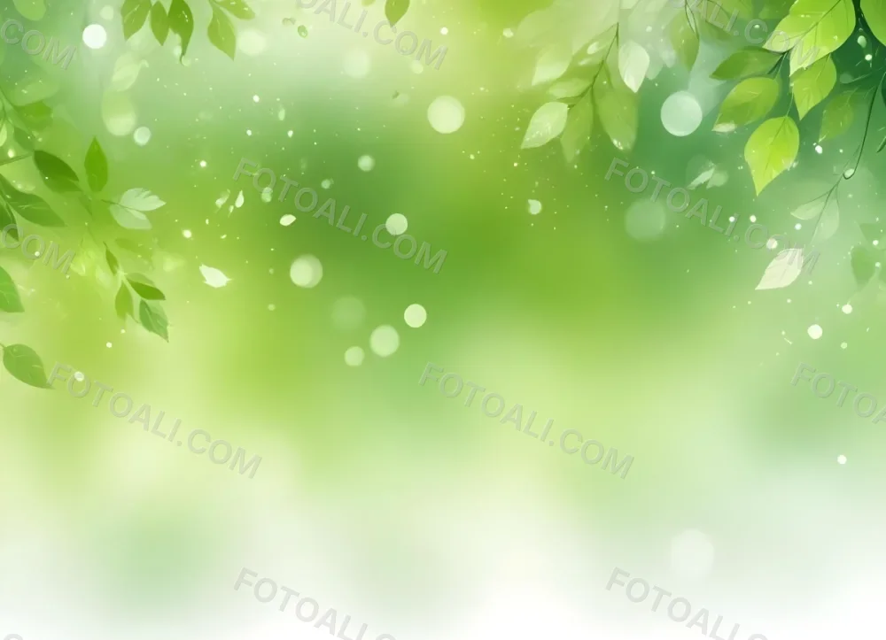 Digital Painting Green Bokeh Background With Leaves And Sparkles Light Green Gradient Abstract Spring Illustration Fresh And Vibrant Nature Inspired Design Soft And Dreamy Bold And Slim Lines Brush Strokes 42 A5b3