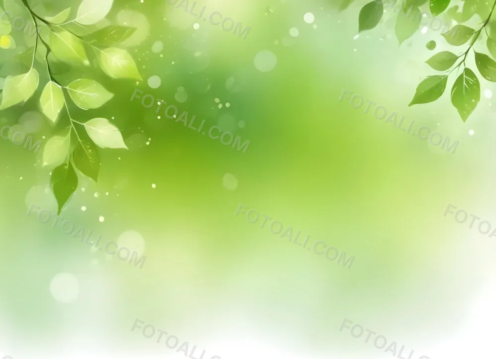 Digital Painting Green Bokeh Background With Leaves And Sparkles Light Green Gradient Abstract Spring Illustration Fresh And Vibrant Nature Inspired Design Soft And Dreamy Bold And Slim Lines Brush Strokes 49 0811