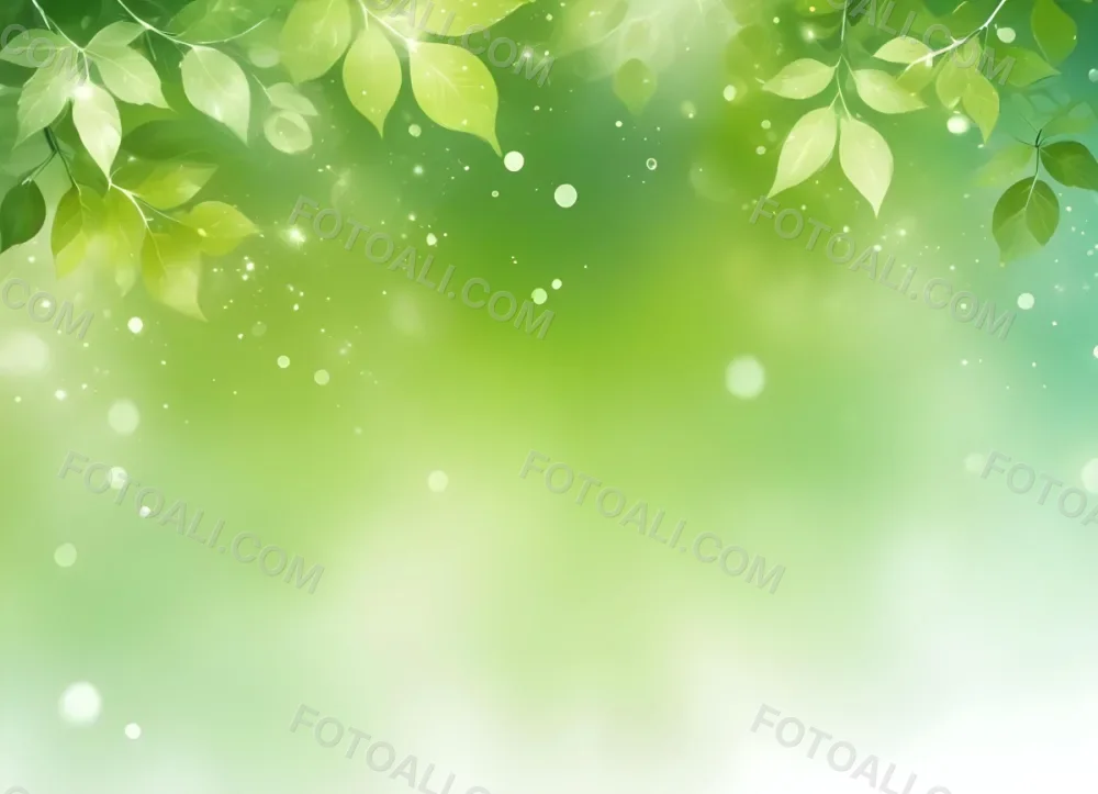 Digital Painting Green Bokeh Background With Leaves And Sparkles Light Green Gradient Abstract Spring Illustration Fresh And Vibrant Nature Inspired Design Soft And Dreamy Bold And Slim Lines Brush Strokes 50 8649