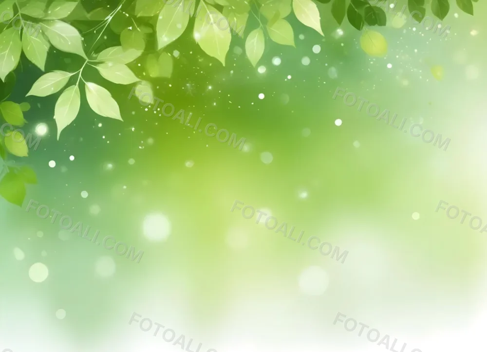 Digital Painting Green Bokeh Background With Leaves And Sparkles Light Green Gradient Abstract Spring Illustration Fresh And Vibrant Nature Inspired Design Soft And Dreamy Bold And Slim Lines Brush Strokes 56 944d