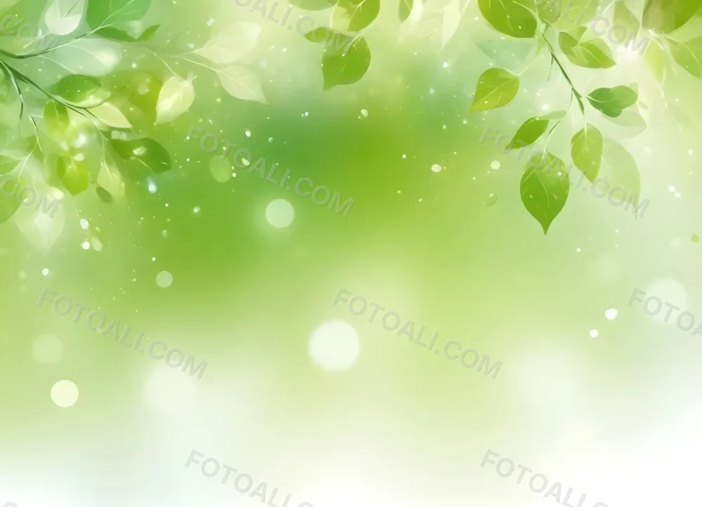 Digital Painting Green Bokeh Background With Leaves And Sparkles Light Green Gradient Abstract Spring Illustration Fresh And Vibrant Nature Inspired Design Soft And Dreamy Bold And Slim Lines Brush Strokes 8 2651