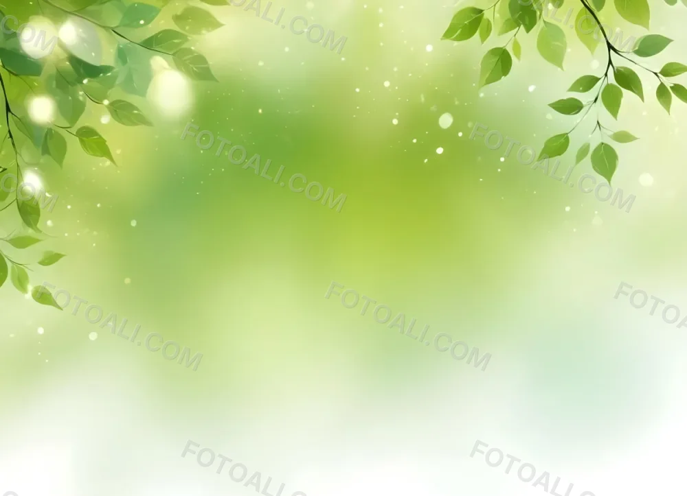 Digital Painting Green Bokeh Background With Leaves And Sparkles Light Green Gradient Abstract Spring Illustration Fresh And Vibrant Nature Inspired Design Soft And Dreamy Bold And Slim Lines Brush Strokes 9 0701