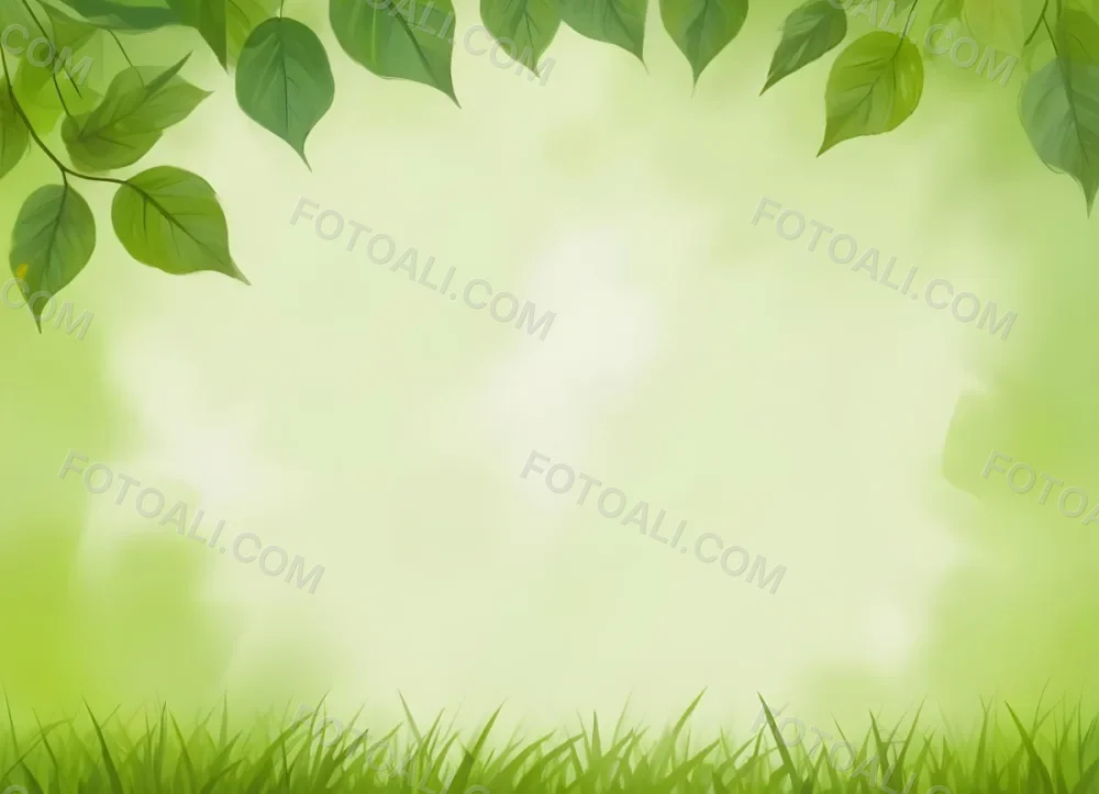 Digital Painting Green Leaves At The Top With A Soft Green Background And A Hint Of Grass At The Bottom Bold And Slim Lines Brush Strokes 31 0d4f