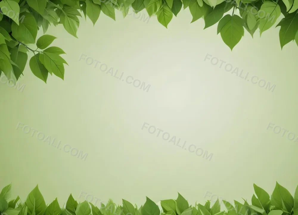 Digital Painting Green Leaves At The Top With A Soft Green Background And A Hint Of Grass At The Bottom Bold And Slim Lines Brush Strokes 52 1ee5