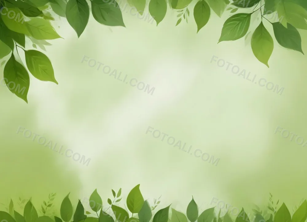 Digital Painting Green Leaves At The Top With A Soft Green Background And A Hint Of Grass At The Bottom Bold And Slim Lines Brush Strokes 57 Fd61