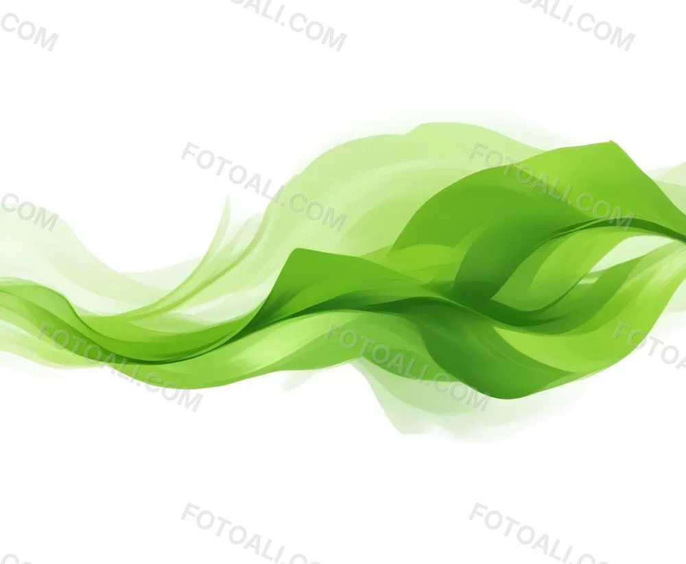 Digital Painting Green Leaves With A Green Wave On A White Background The Leaves Are Bright Green And The Wave Is A Lighter Green Bold And Slim Lines Brush Strokes 17 804a