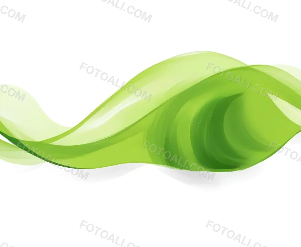 Digital Painting Green Leaves With A Green Wave On A White Background The Leaves Are Bright Green And The Wave Is A Lighter Green Bold And Slim Lines Brush Strokes 7 C0ef