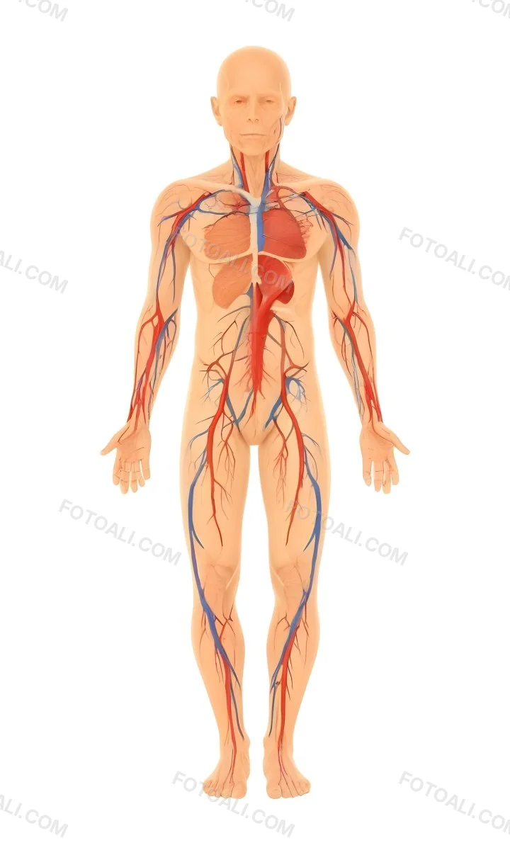 Digital Painting Human Body With Veins And Arteries On A White Background Bold And Slim Lines Brush Strokes 76