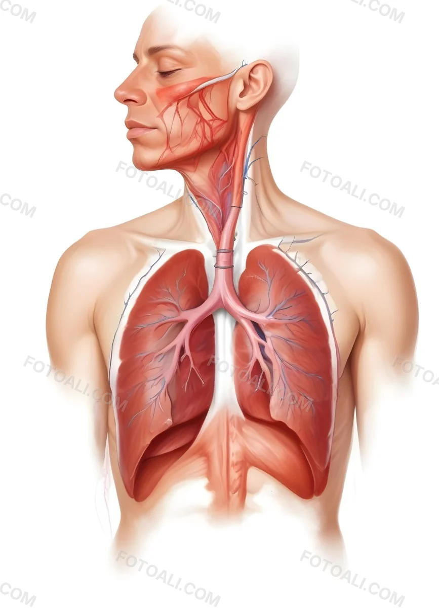 Digital Painting Human Respiratory System White Background Bold And Slim Lines Brush Strokes 1 B693
