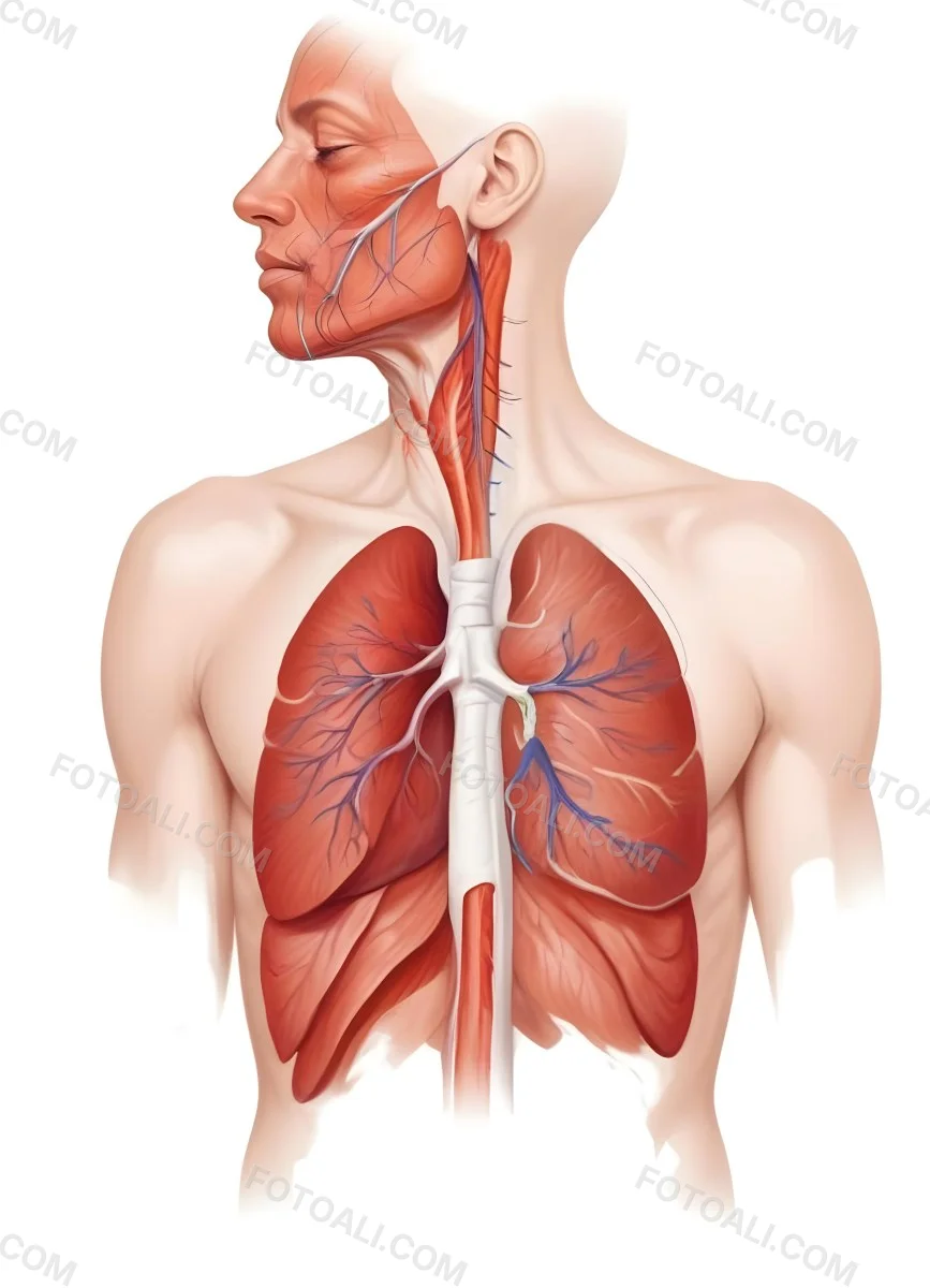 Digital Painting Human Respiratory System White Background Bold And Slim Lines Brush Strokes 11 969c