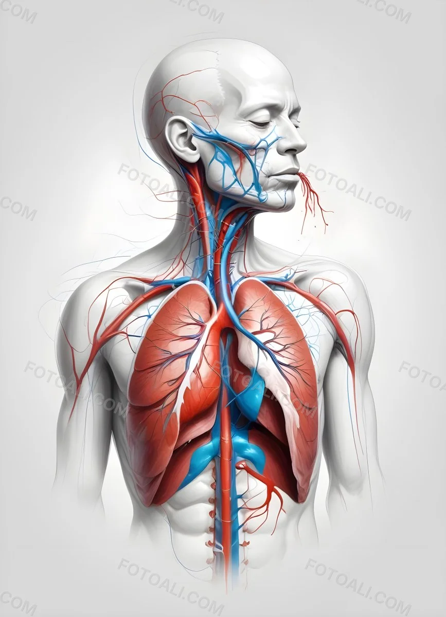 Digital Painting Human Respiratory System White Background Bold And Slim Lines Brush Strokes 12 515d
