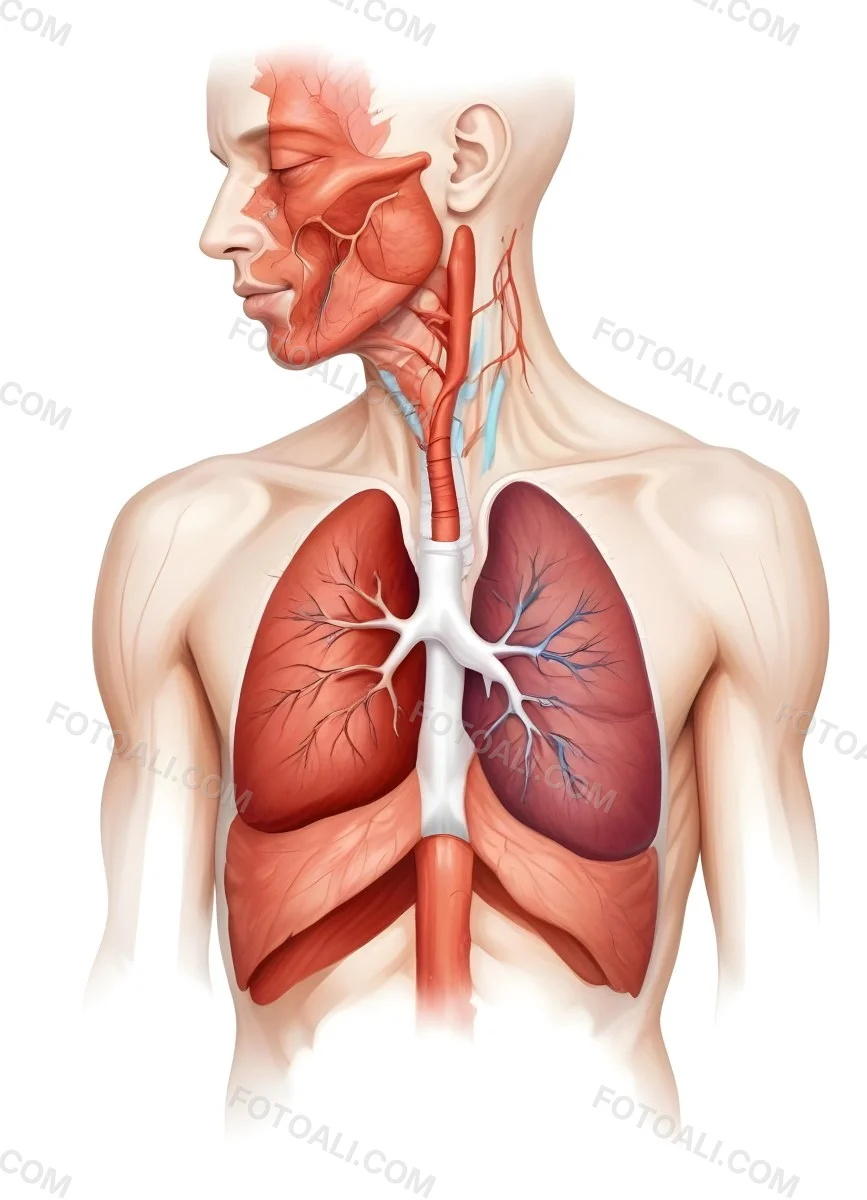 Digital Painting Human Respiratory System White Background Bold And Slim Lines Brush Strokes 13 9122