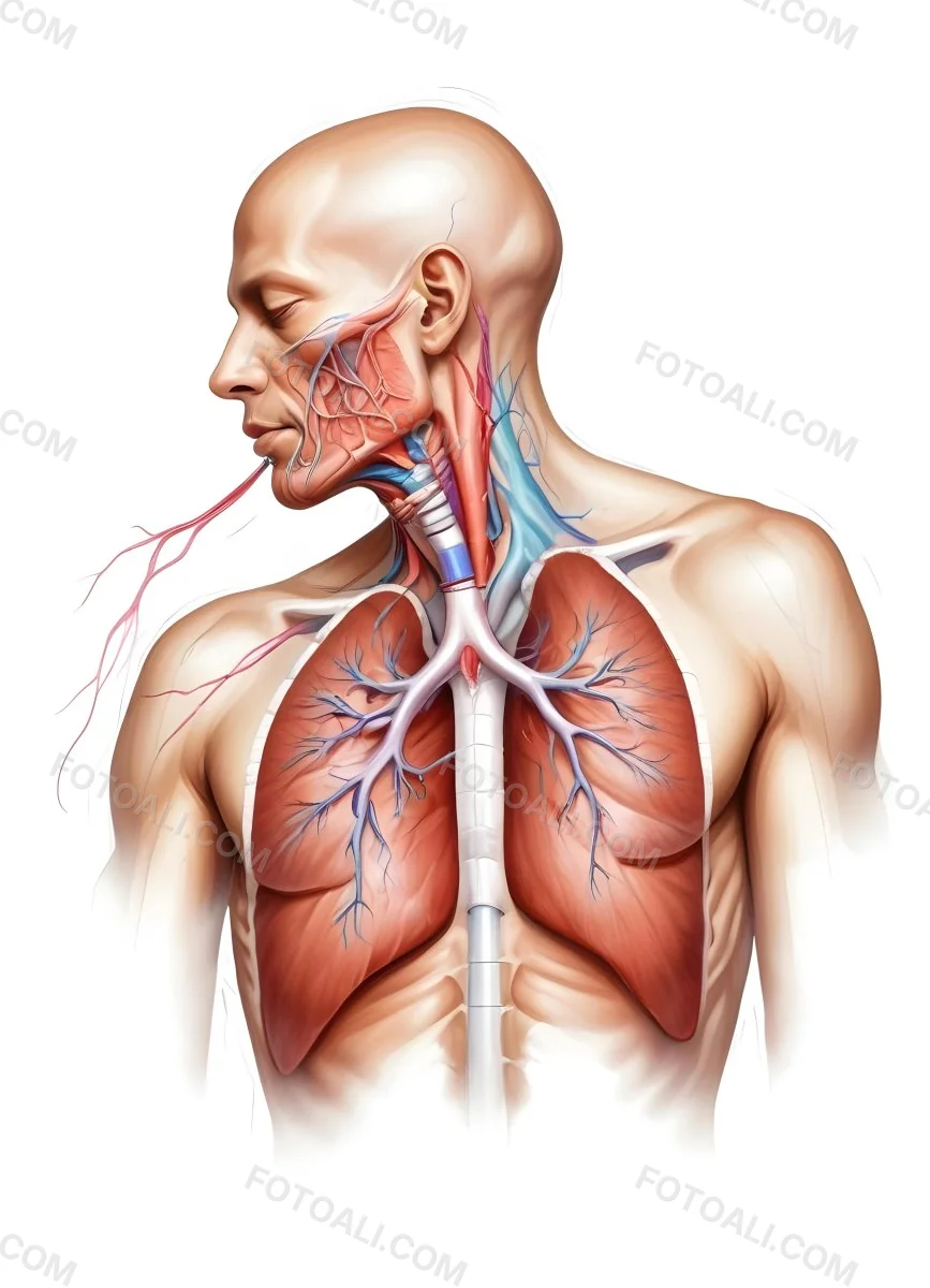 Digital Painting Human Respiratory System White Background Bold And Slim Lines Brush Strokes 21 9aaa