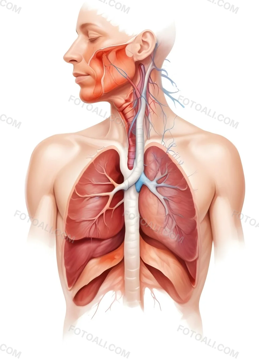 Digital Painting Human Respiratory System White Background Bold And Slim Lines Brush Strokes 3 0161