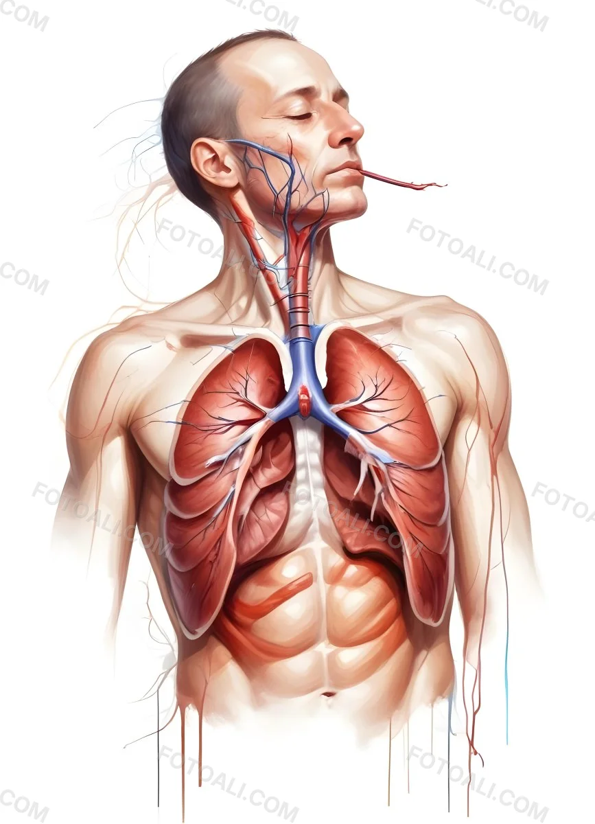 Digital Painting Human Respiratory System White Background Bold And Slim Lines Brush Strokes 4 F2b1