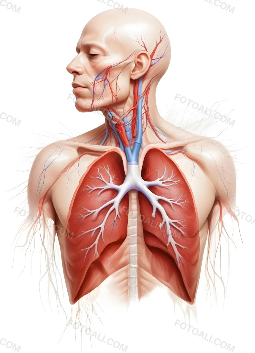 Digital Painting Human Respiratory System White Background Bold And Slim Lines Brush Strokes 6 3d10