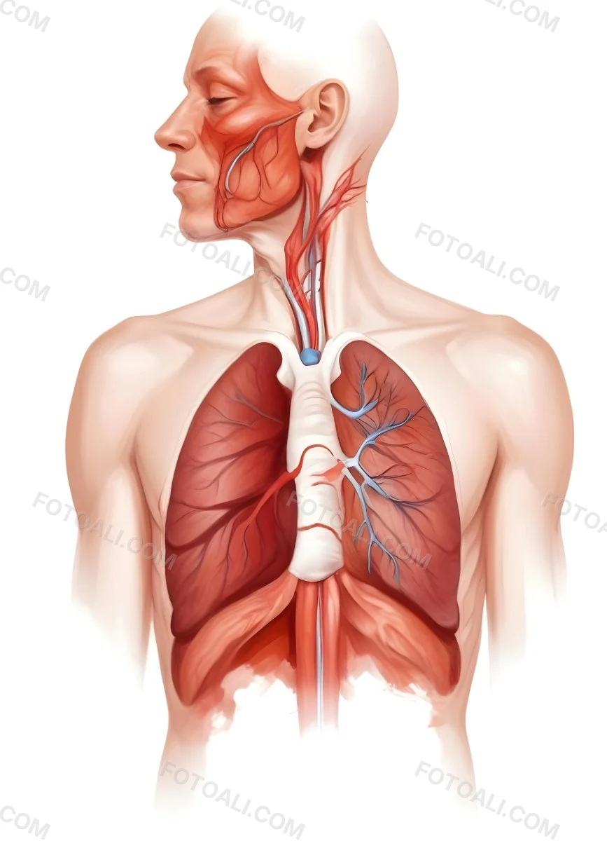 Digital Painting Human Respiratory System White Background Bold And Slim Lines Brush Strokes 7 7fae