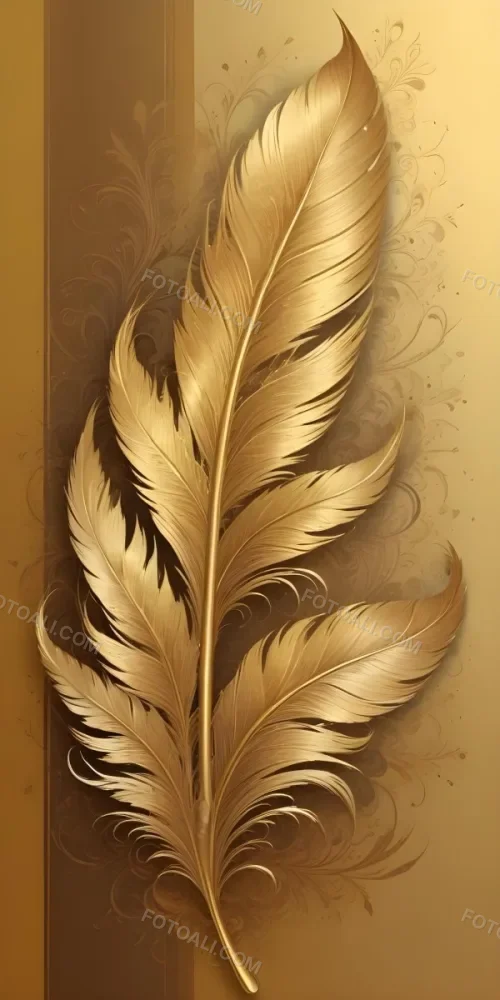Digital Painting Ornate Golden Feather Like Patterns With Intricate Swirls And Curves Creating A Luxurious And Decorative Design Bold And Slim Lines Brush Strokes 10 0cb3
