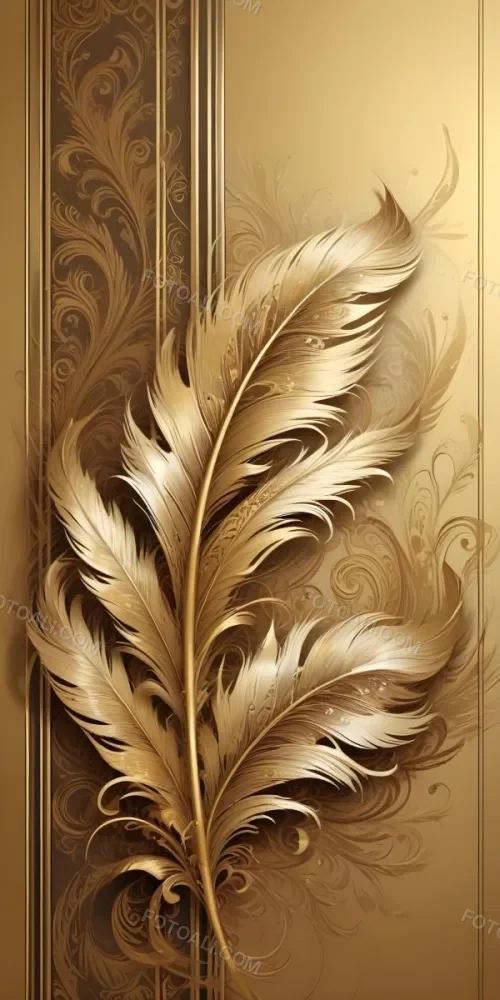 Digital Painting Ornate Golden Feather Like Patterns With Intricate Swirls And Curves Creating A Luxurious And Decorative Design Bold And Slim Lines Brush Strokes 9 1ab3