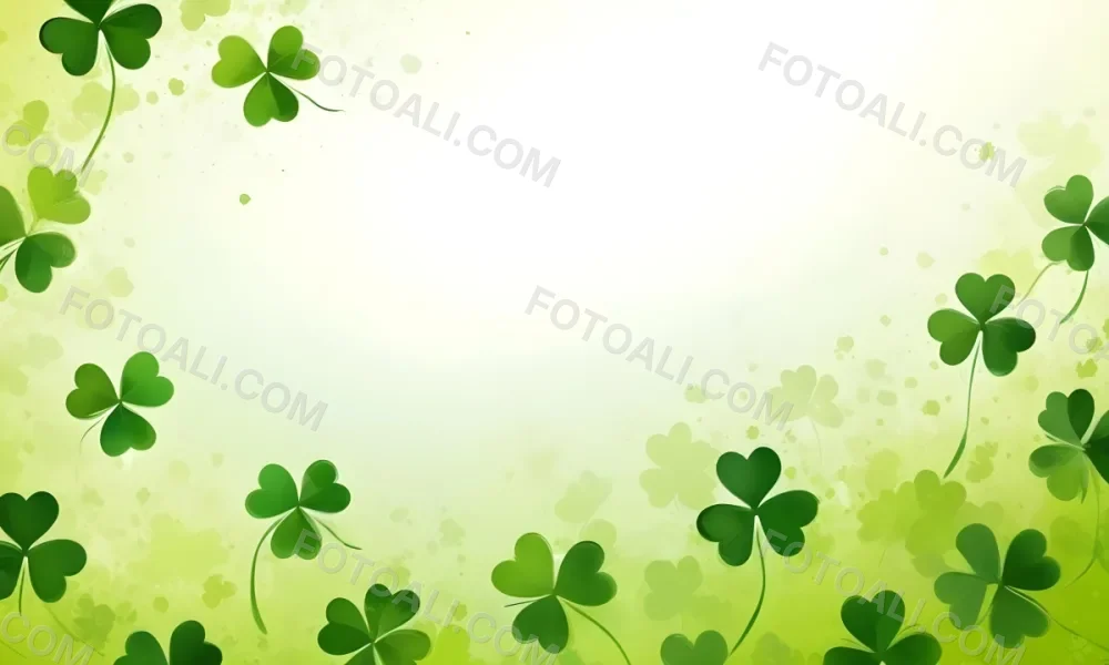 Digital Painting St Patrick S Day Background With Green Shamrocks Scattered On A Gradient Background Some Shamrocks Are More Prominent And Detailed Creating A Festive And Celebratory Atmosphere Bold And Slim Lines 14 96db