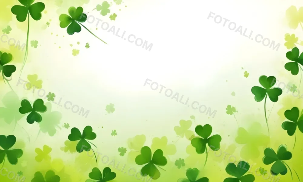 Digital Painting St Patrick S Day Background With Green Shamrocks Scattered On A Gradient Background Some Shamrocks Are More Prominent And Detailed Creating A Festive And Celebratory Atmosphere Bold And Slim Lines 25 F7fa
