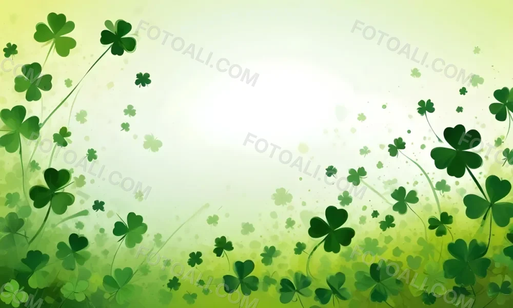 Digital Painting St Patrick S Day Background With Green Shamrocks Scattered On A Gradient Background Some Shamrocks Are More Prominent And Detailed Creating A Festive And Celebratory Atmosphere Bold And Slim Lines 35 A8ff