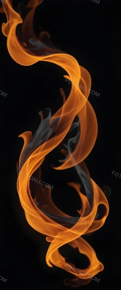 Digital Painting Swirling Orange And Black Flames With Glowing Embers Against A Dark Background Bold And Slim Lines Brush Strokes 20