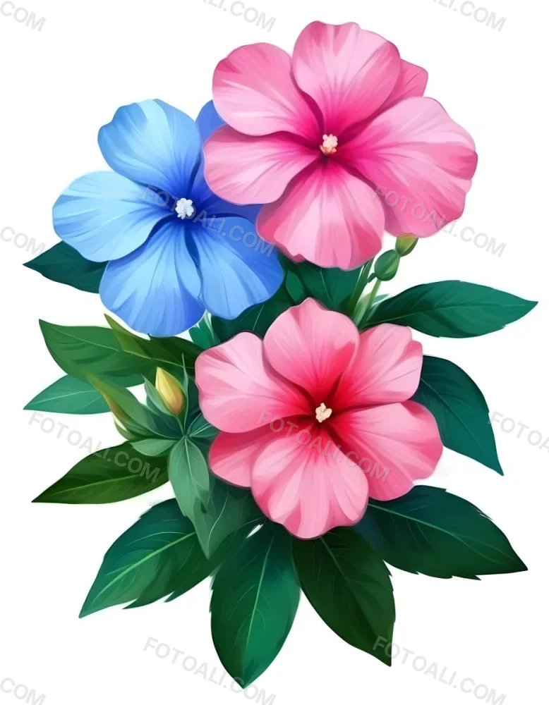 Digital Painting Three Flowers One White And Two Green With Green Leaves Isolated On A White Background Vibrant Colors Detailed Petals Soft Lighting Botanical Illustration Bold And Slim Lines Brush Strokes 44 8ea0