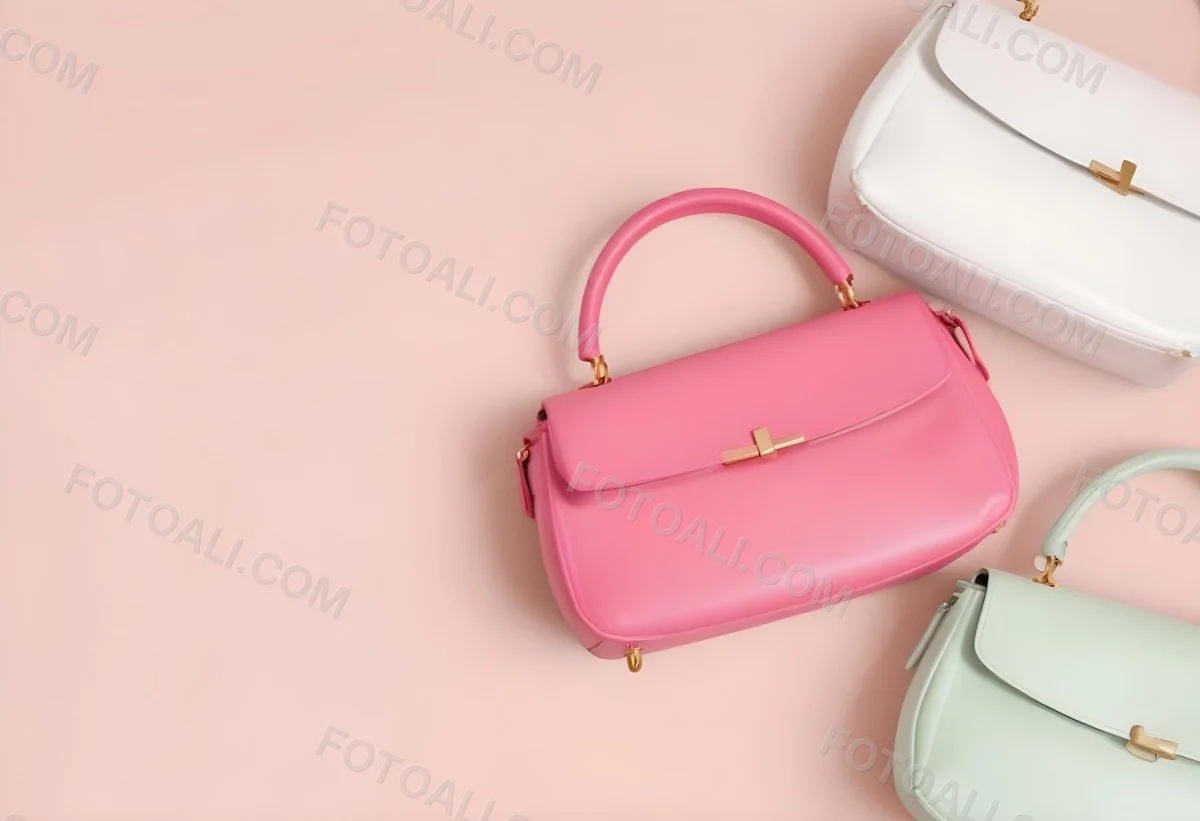 Digital Painting Three Handbags One Pink One White And One Green On A White Background Bold And Slim Lines Brush Strokes 1 Ac21