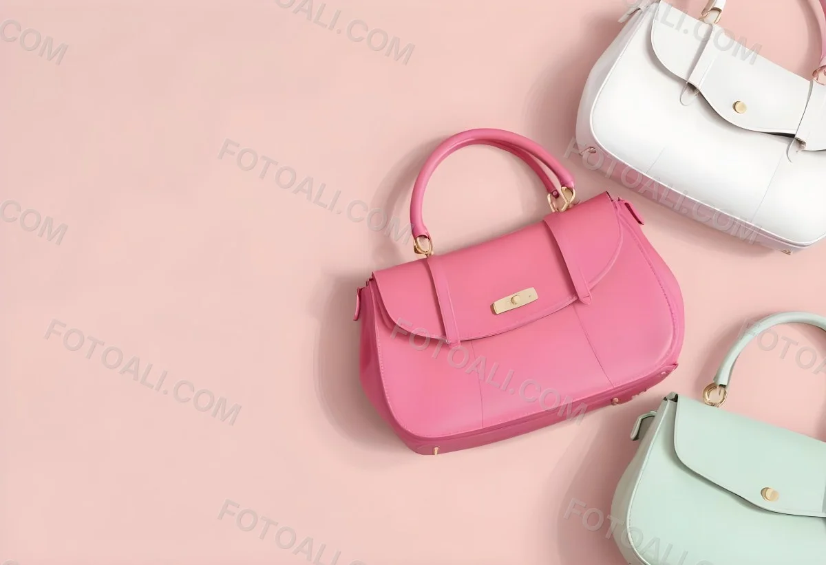 Digital Painting Three Handbags One Pink One White And One Green On A White Background Bold And Slim Lines Brush Strokes 11 7d4f